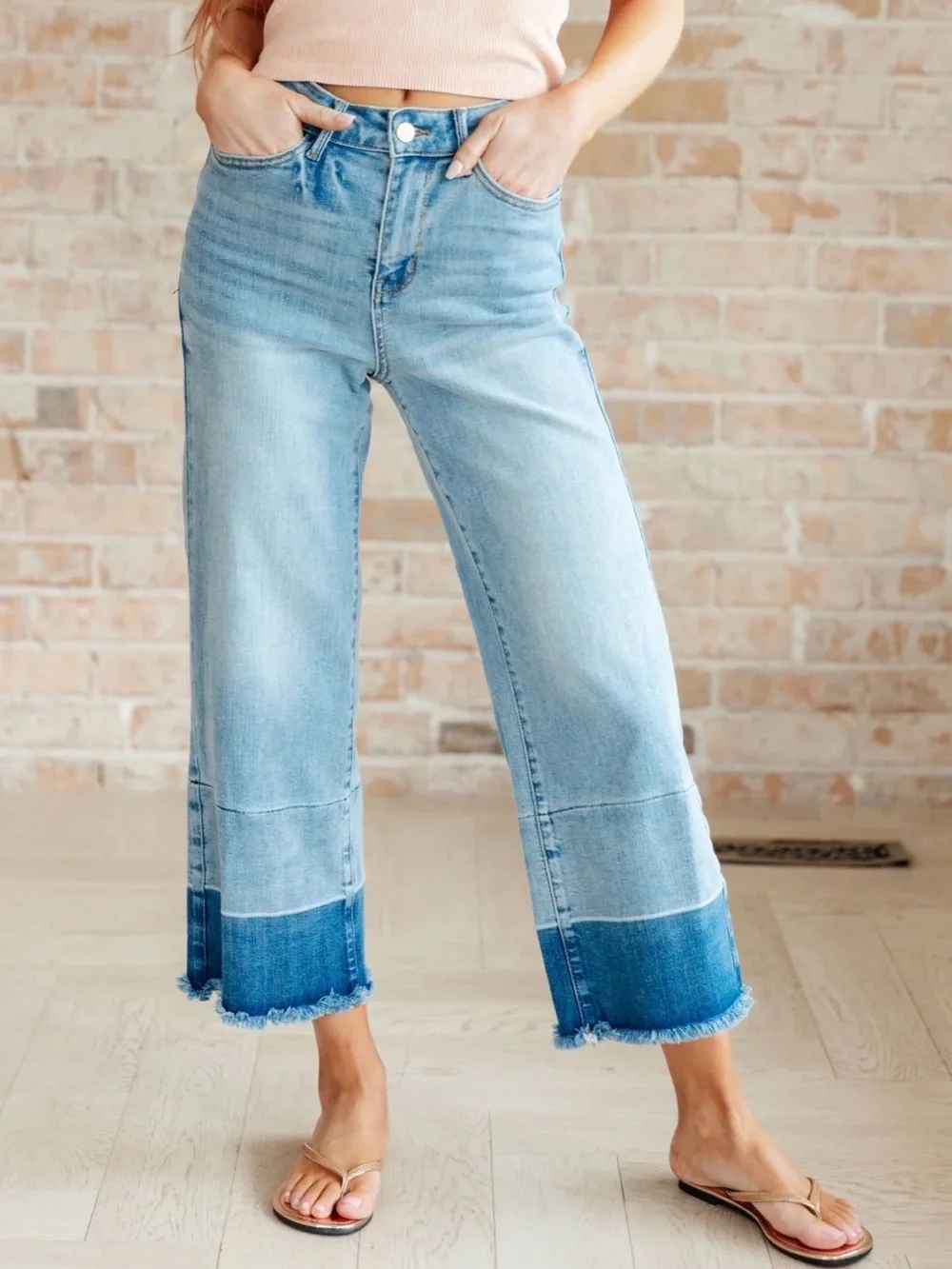 Judy Blue Release Hem Cropped Wide Leg in dark blue wash size 5/27 - Picture 4 of 4